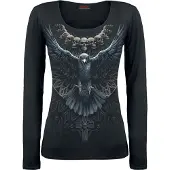 Spiral T-shirt manches longues Gothic de - Raven Skull - M - XL - pour Femme - noir - Taille XL