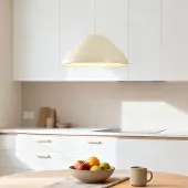 LumenXL Suspension Evara en beige clair brillant avec intérieur blanc