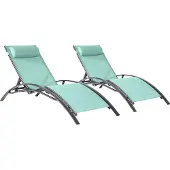Happy Garden Lot De 2 Transats Galapagos En Textilène Vert D'eau - Aluminium Gris Anthracite