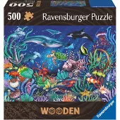 Ravensburger Puzzle en bois Monde marin coloré 500 pièces robustes et naturelles, dont 40 éléments décoratifs en bois. Qualité supérieure - Pour enfants