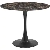 Beliani Table De Repas Boca Effet Marbre Noir-Doré