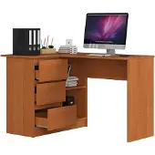 Akord Bureau d'angle B16 en bouleau avec 3 tiroirs et plateau rectangulaire