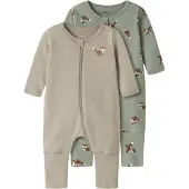 Name it Fox Long Sleeve Pyjama 2 Units Vert,Marron 4 Months Garçon