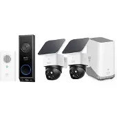Eufy SoloCam S340 2-Pack + Homebase 3 + E340 Doorbell Bundle (pack de sonnettes) (2880 x 1620 Pixels), Caméra réseau, Blanc