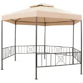 vidaXL Pavillon de jardin Tente de réception Hexagonal Beige 323x265 cm