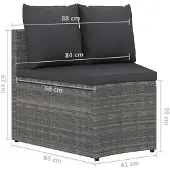 Natur24 vidaXL Ensemble de salon de jardin 2 pièces avec coussins Poly Rattan Gris