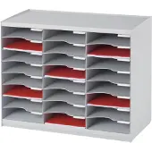 PaperFlow Station de tri , format A4, polystyrène, l. 674 x P 304 x H 548 mm, 24 compartiments, gris clair