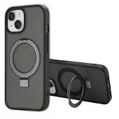 Accezz Coque Ring Stand avec MagSafe pour Apple iPhone 15 - Noir