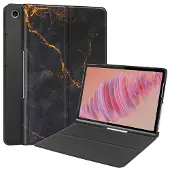 IMoshion Étui de télephone portefeuille Design pour Lenovo Tab Plus - Black Marble