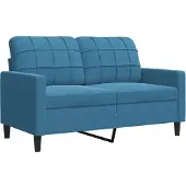 vidaXL Canapé 2 places bleu 120 cm velours