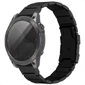 Accezz Bracelet en acier Titane mat - Connexion Garmin 22 mm - Noir