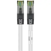 Goobay 55128 Câble patch RJ45 (CAT 6A, 500 MHz) avec câble brut CAT 8.1 S/FTP, blanc, 7.5 m - Conducteur en cuivre sans oxygène (OFC) à 99,9 %, AWG 24, gaine de câble sans halogène (LSZH)