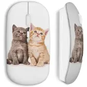 MANIACASE Souris sans fil - Chats Mignons - USB WiFi - Compatible Mac et PC - Couleur Blanc - Technologie Sans Fil