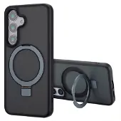 Accezz Coque Ring Stand avec MagSafe pour Samsung Galaxy S25 - Noir