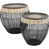 Kare design Tables D'appoint African Drums Set De 2