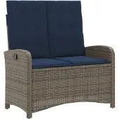 vidaXL Banc de jardin Réglable avec coussins Gris Poly Rattan
