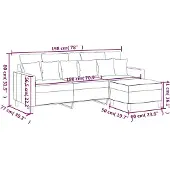 vidaXL Canapé 3 places avec pouf jaune 180 cm velours