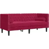 vidaXL Canapé Chesterfield avec traversins 2 places velours