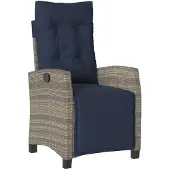 vidaXL Fauteuil de jardin avec repose-pieds Réglable Gris Poly Rattan