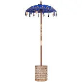 vidaXL Parasol avec Base Bleu 95 x 95 x 260 cm Coton et bois