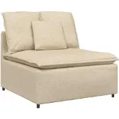vidaXL Module central de canapé modulable avec coussins crème 100 cm