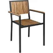 Bolero Chaises en acier et bois d'acacia avec accoudoirs (4 pièces)