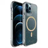 IMoshion Coque arrière Transparente Pailletée avec MagSafe pour Apple iPhone 12 (Pro) - Doré
