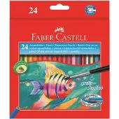 Faber-Castell Crayons de couleur - Aquarelle - 24 pièces + 1 Pin - - UneTaille - Set de Coloriage