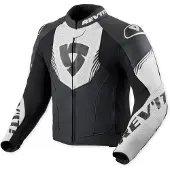 REV'IT! Veste de moto en cuir perforé Revit Argon 3, noir/blanc, 54