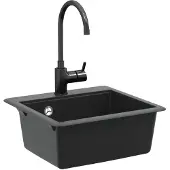 vidaXL Lavabo, 80 % quartz et 20 % résine, 470 x 440 mm, noir