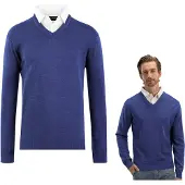 Milanoro - Pull homme à col chemise - Bleu - XL