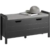 SoBuy Meuble à chaussures - Meuble à chaussures avec rangement et coussin d'assise - 2 portes - Noir