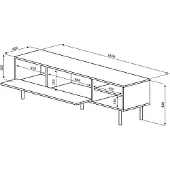 Temahome Armoire TV en chêne naturel et blanc, 165 x 40 x 46