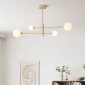 LumenXL Plafonnier beige Stiri 4 lumières avec verre blanc laiteux