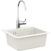vidaXL Lavabo, composé de 80 % de quartz et 20 % de résine, dimensions 470 x 440 mm, couleur blanche