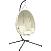 vidaXL Fauteuil suspendu design oeuf avec support Beige Tissu et acier