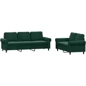 vidaXL Ensemble de canapés 2 pièces avec coussins vert foncé velours
