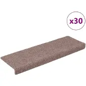 vidaXL Tapis d'escalier autocollants 30 pièces 65 x 21 x 4 cm Crème Bord rectangulaire