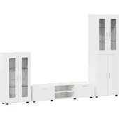 vidaXL Ensemble de meubles TV avec porte FLORIN, 3 pièces, blanc brillant, aggloméré