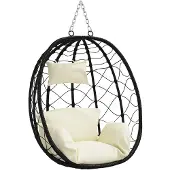 vidaXL Chaise suspendue en forme d'uf, blanc crème, 91,5 x 54,5 x 107 cm, rotin synthétique