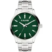 s.Oliver Montre à affichage analogique vert foncé / argent