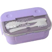 Cheffinger Récipient Alimentaire 700ml 3 Compartiments Avec Cuillère Et Fourchette Violet