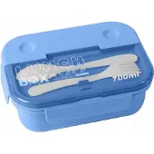 Cheffinger Récipient Alimentaire 700ml 3 Compartiments Avec Cuillère Et Fourchette Bleu