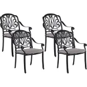 Beliani Ensemble de 4 chaises de jardin noires en aluminium avec assises en polyester pour l'extérieur, style vintage rétro, jardin, terrasse