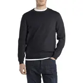 Replay pour homme. UK4851.000.G22578 Pull en coton avec broderie bleue r (S), Casuel
