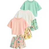 Next Pyjama jaune / vert clair / abricot / blanc