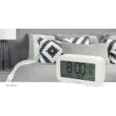 Nedis Réveil numérique de bureau, écran LCD, fonction répétition, minuterie, blanc