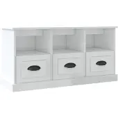 vidaXL Armoire TV blanc brillant 100x35x50 cm Bois composite