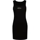 GUESS Jeans Slim Rib Embro Sleeveless Dress Noir XS Femme