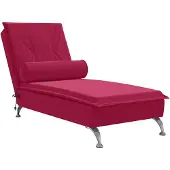 vidaXL Chaise longue de massage avec traversin vin rouge velours